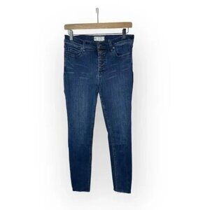Free People Button-fly High Rise Skinny Jean with Raw Hem Size 29